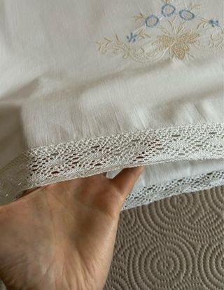 Lenzuolo singolo vintage cotone ricamato