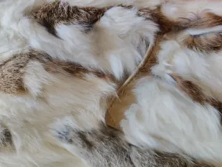 Chaqueta de pelo beige y blanco