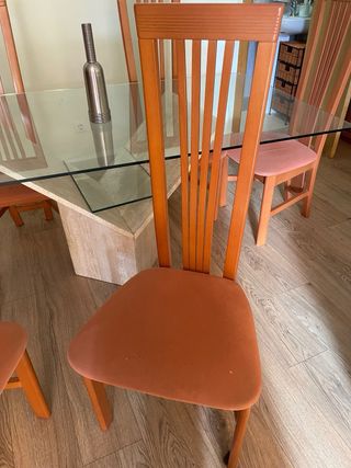 Juego de 6 Sillas Comedor Madera de color coral