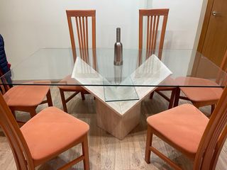 Juego de 6 Sillas Comedor Madera de color coral