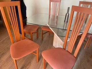 Juego de 6 Sillas Comedor Madera de color coral