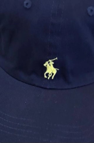 Cappellino Polo Ralph Lauren blu logo giallo