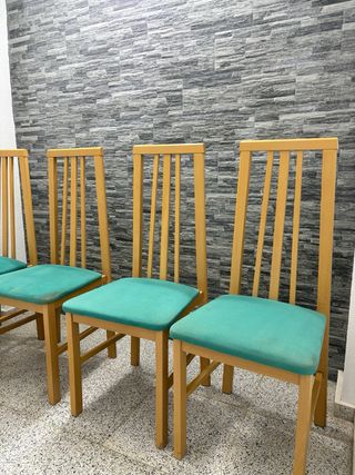 Silla de comedor verde madera