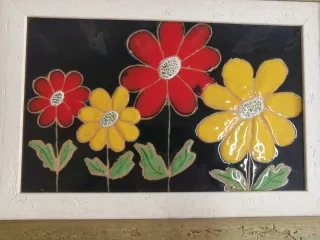 Cuadro azulejo en relieve gran composición floral