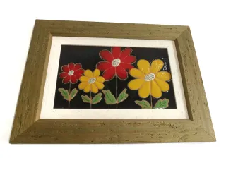 Cuadro azulejo en relieve gran composición floral