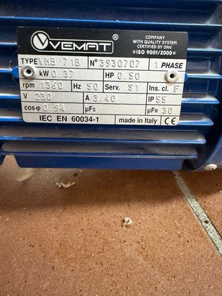 Motor Monofásico 220 V con Reductora. Nuevo