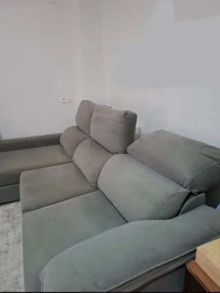 Sofá Chaiselongue Gris 3 Plazas Extraíble