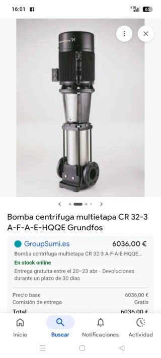 Bomba cemtrifuga  Grundfos negociable