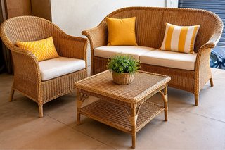 Sofá y mesa de terraza ratán ALTA GAMA