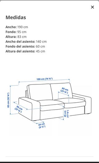 Funda sofá KIVIK IKEA gris 2 plazas