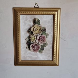 Quadretto vintage rose ceramica 3D
