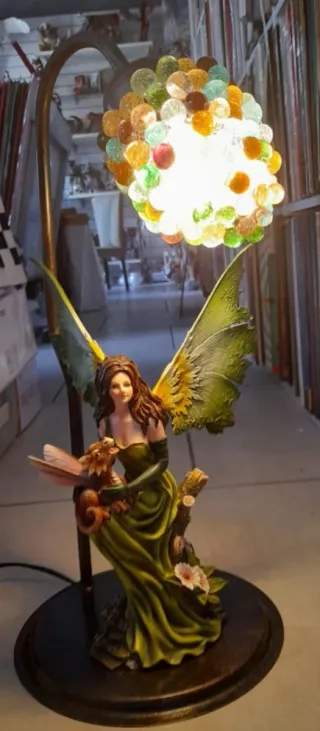 Lampada  con fata les alpes con vetro murano