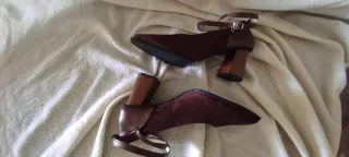 Zapatos tacón cuadrado terciopelo