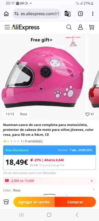 Casco infantil rosa Nuoman