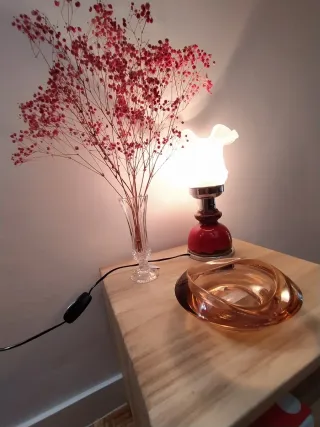 Lámpara Quinqué Cerámica Roja