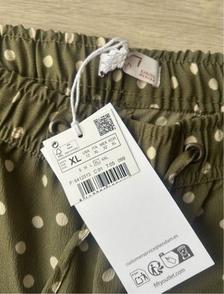 Pantalón fluido Milano lunares verde XL