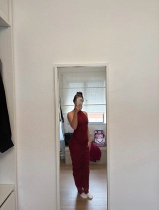 Vestido Zara drapeado burdeos Talla única