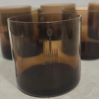 Vasi vintage in vetro fumé marrone anni '70