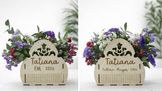 Peineta de madera para flores personalizada