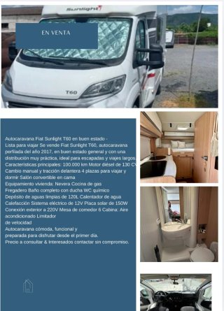 Autocaravana fiat sunlight t60
