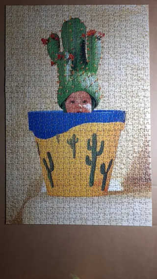 Puzzle com moldura branca - Bebé Cacto