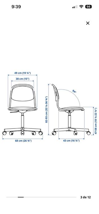 Silla de escritorio Ikea gris y blanca