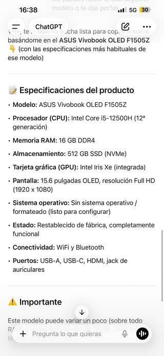 Portátil ASUS Vivobook OLED Negro/Azul Marino