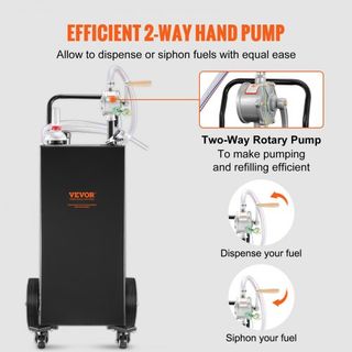 Caddy de Combustible, Tanque de Almacenamiento de Gas de 35 Galones sobre 4 Ruedas, con Bomba de Transferencia Manual, Contenedor de Combustible de Gasolina y Diésel para Autos, Cortadoras de Césp...