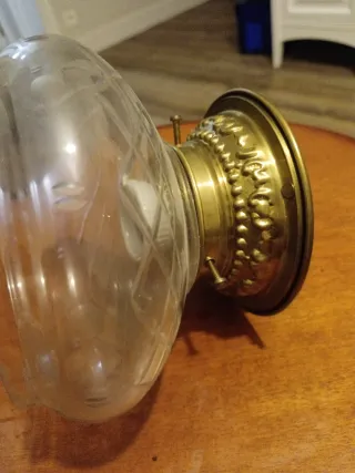 Plafon antiguo de cristal y bronce