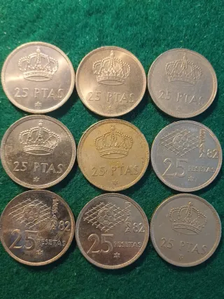 18 Monedas 25 Pesetas