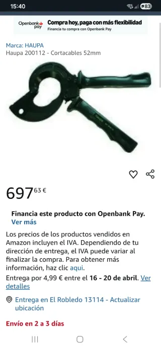 Cortacables o cizalla Haupa 2000112