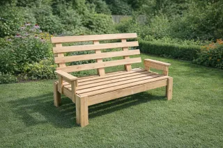 Sofá de madera con brazos