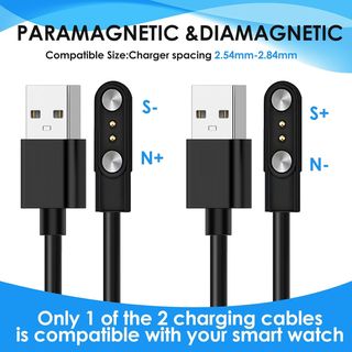 Magnética Cargador Universal Smartwatch, Cable USB Magnético de 2 Pines