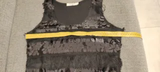 Top Kiss Kiss nero paillettes frange S