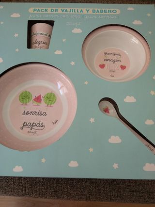 Pack Vajilla y Babero Mr.Wonderful Nuevo