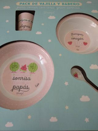 Pack Vajilla y Babero Mr.Wonderful Nuevo