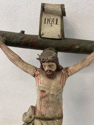Crucifijo antiguo madera INRI