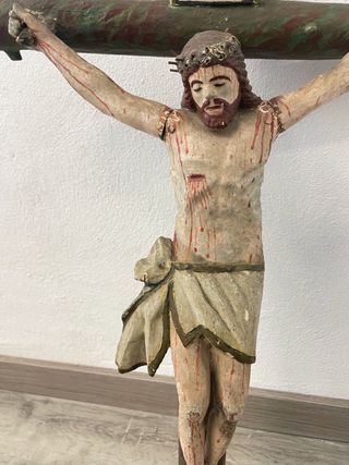 Crucifijo antiguo madera INRI