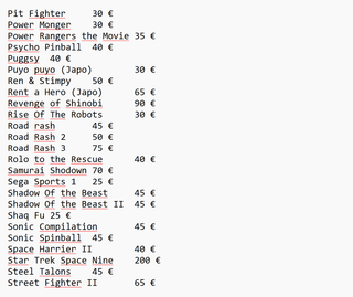Giochi Mega Drive - I prezzi sono indicati nelle foto