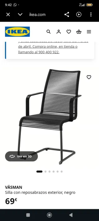 Sillas VÄSMAN IKEA con reposabrazos.