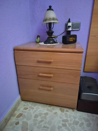 Mueble tocador madera espejo, mesitas y cabecero