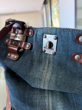 Bolso Diesel Denim y Piel Marrón