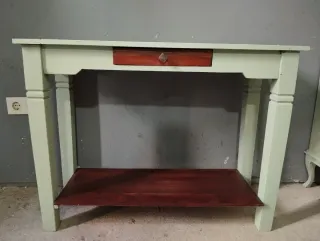 Recibidor madera maciza cajón y balda