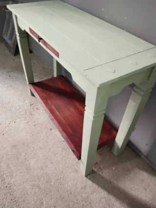 Recibidor madera maciza cajón y balda