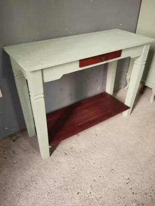 Recibidor madera maciza cajón y balda