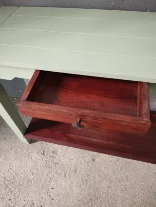 Recibidor madera maciza cajón y balda