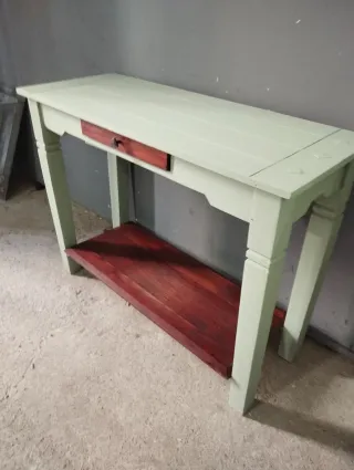 Recibidor madera maciza cajón y balda