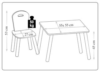 Mesa y 2 sillas infantiles Kesper