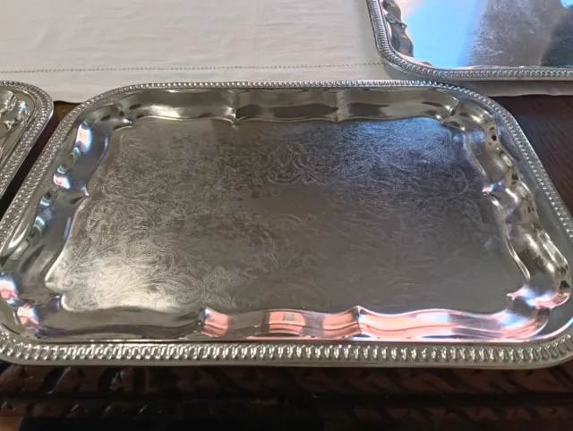 3 Bandejas de Servir Plateadas
