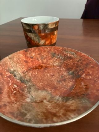 Juego 2 Tazas y 2 Platos Café con Leche porcelana